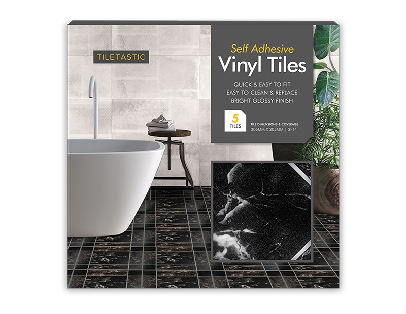 Marble Adhesive Vinyl Floor Tiles 5pk